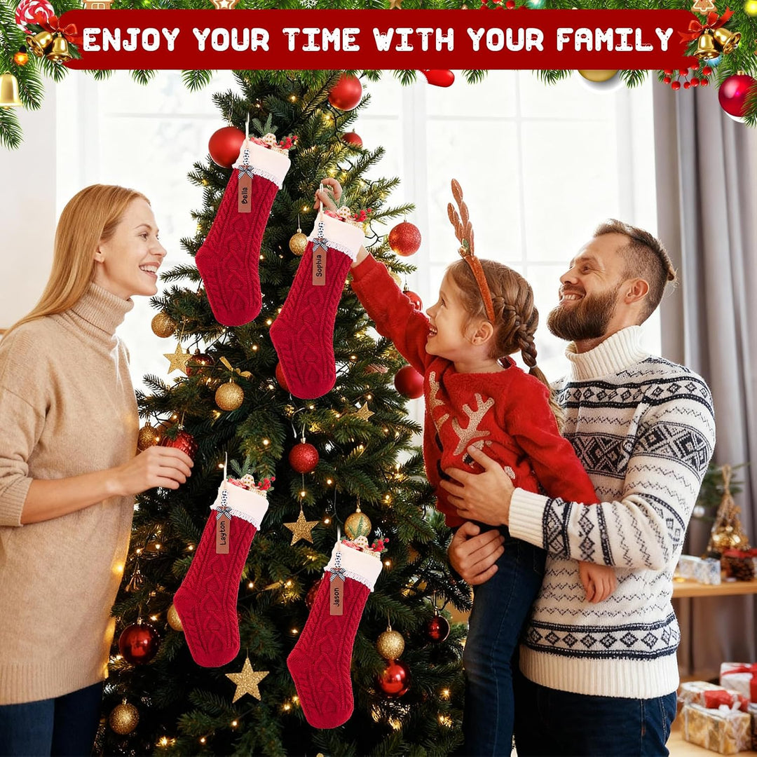 Weihnachtsstrümpfe, Kamin, Weihnachtsbaumschmuck, Ornamente für Urlaub, Familie, Freunde (weiss-rot,