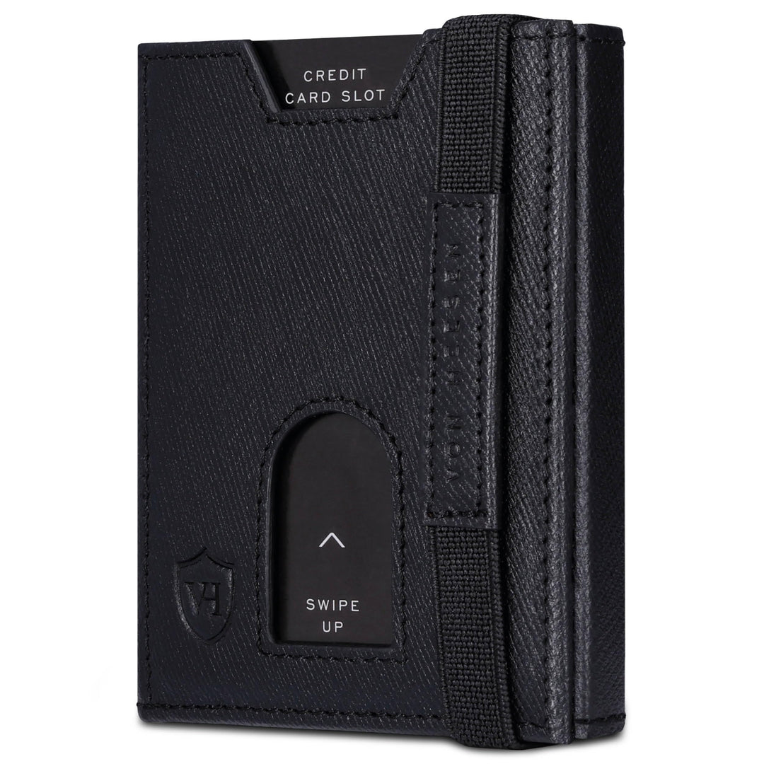 VON HEESEN Slim Wallet mit XL Münzfach &amp; RFID-Schutz - Leder Geldbeutel - Mini Geldbörse für Herren
