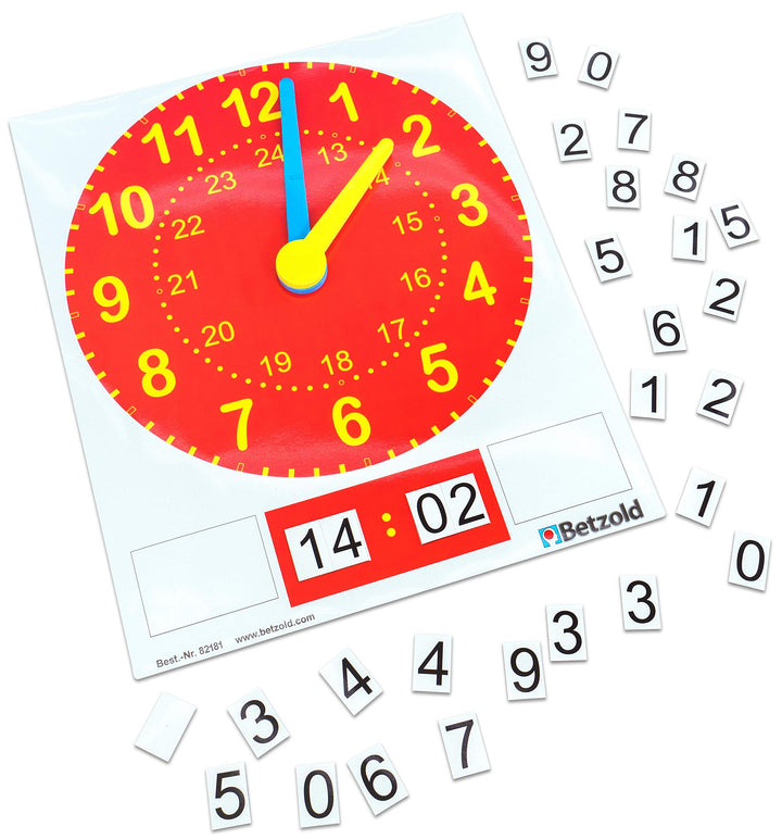 Betzold - Magnetische Tafel-Uhr - Zeitdarstellung Schule Unterricht Uhrzeit Mehrfarbig, Mehrfarbig