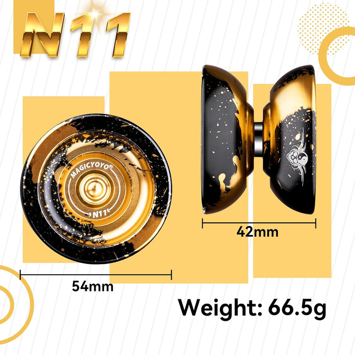 MAGICYOYO Professionelles JoJo N11 Plus Reaktionsfähiges JoJo für Kinder, Zweizweck-Metall Jo-Yo mit