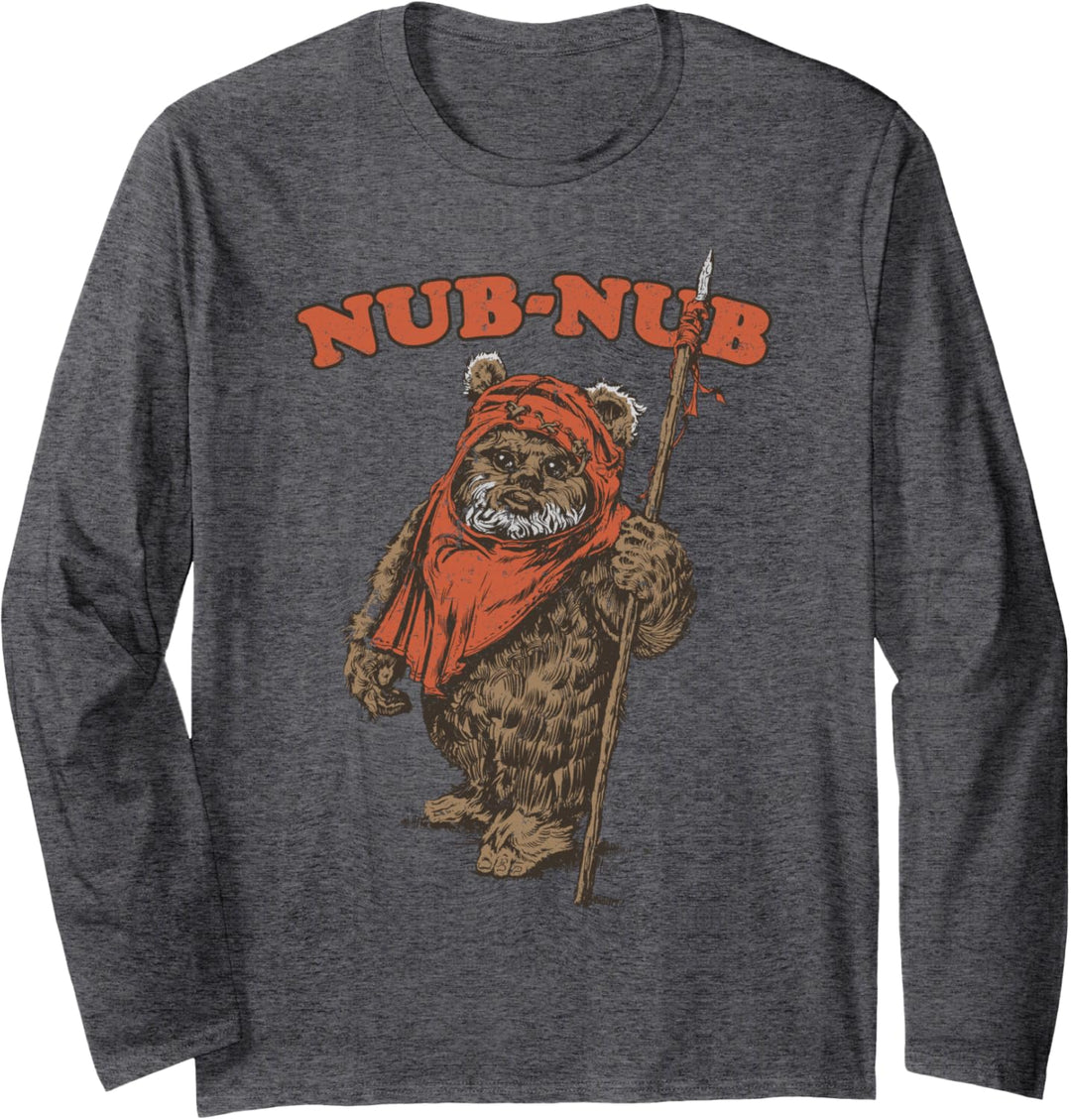 Star Wars Ewok Nub Nub Text Portrait Langarmshirt