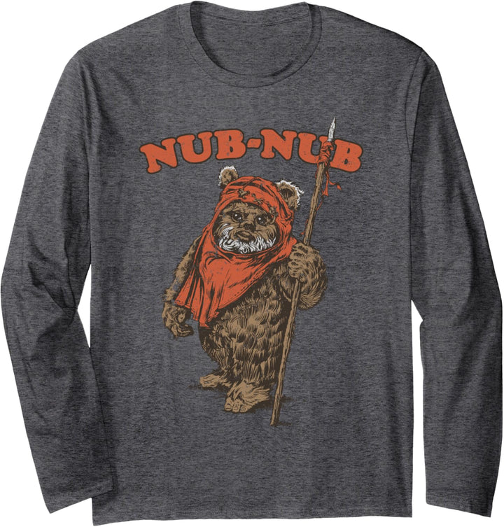 Star Wars Ewok Nub Nub Text Portrait Langarmshirt