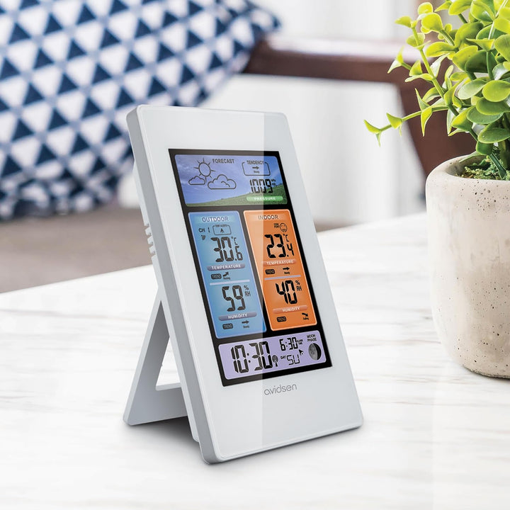 Avidsen - Avidsen 107251 Hochformat Wetterstation mit Hintergrundbeleuchtung und Mondzyklusanzeige