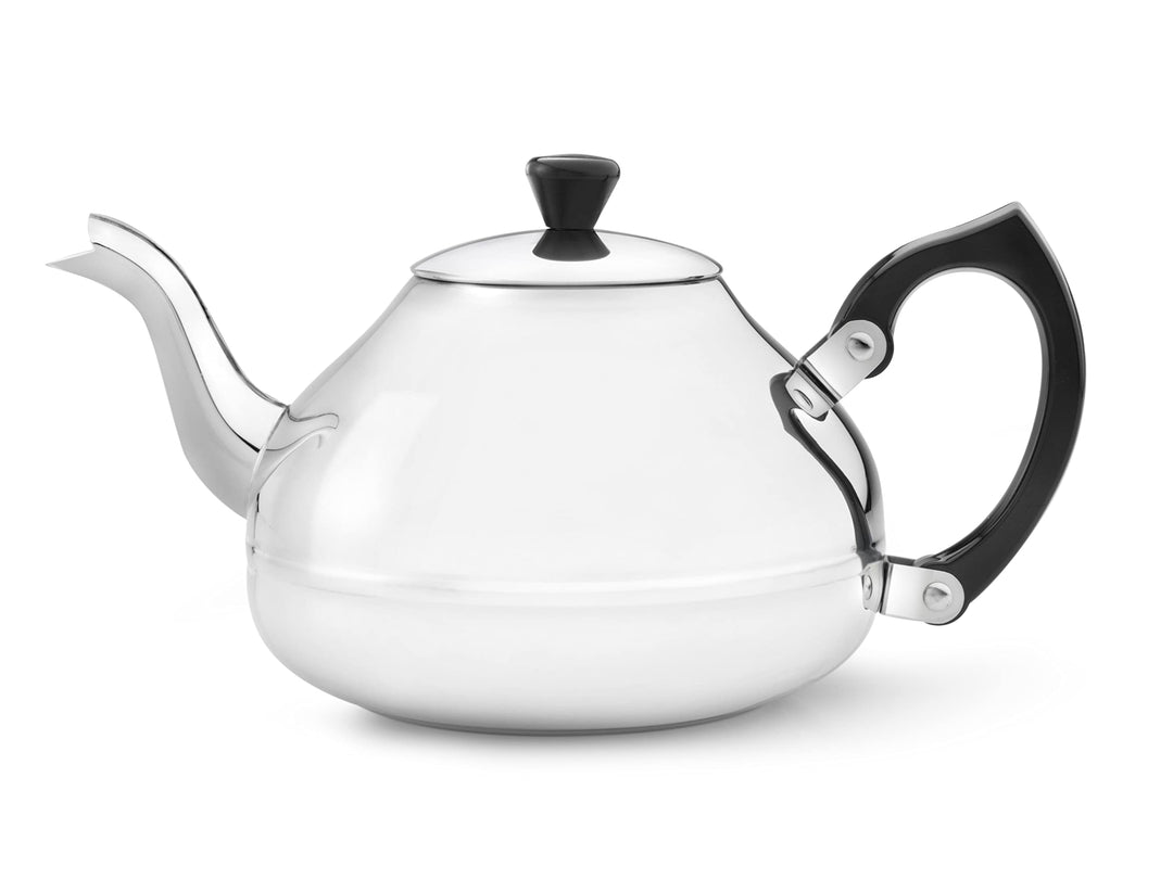 Bredemeijer kleine einwandige Edelstahl Teekanne 1.25 Liter mit schwarzem Griff Single, Single