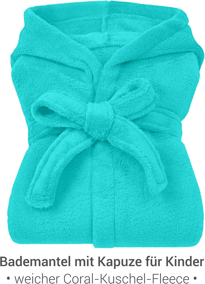 Kinder Bademantel - Kuschelfleece für Jungen u Mädchen 1522.2202, 3-5 Jahre, beere 9-11 Jahre Türkis