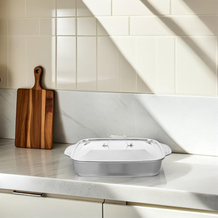 VICASKY Edelstahl Bratform mit Deckel Rechteckige Tiefe Fischbratpfanne 41X24X75cm Induktionsgeeigne