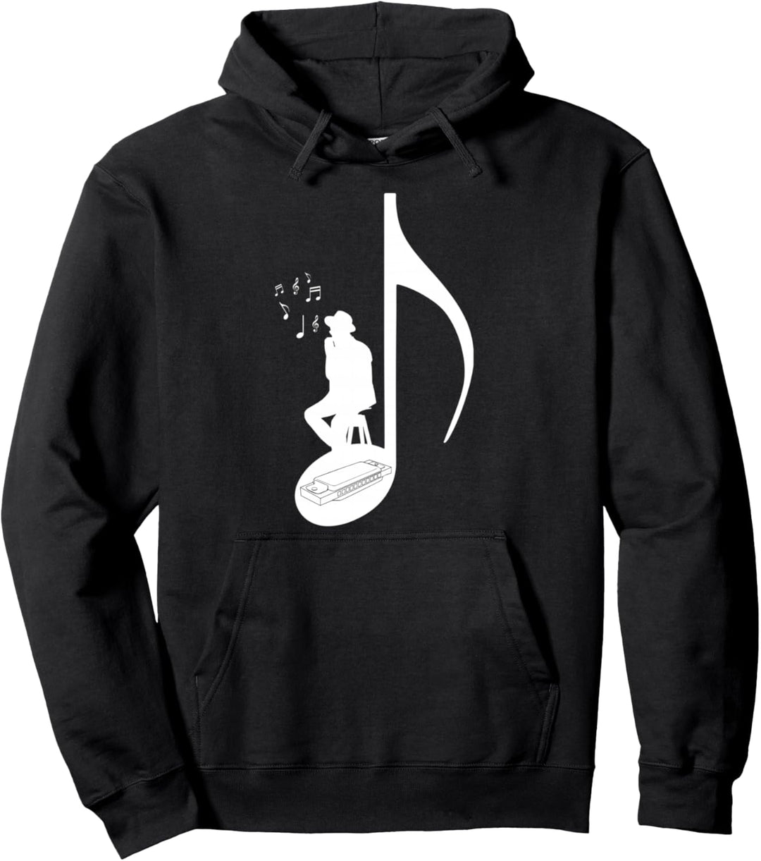 Mundharminika Spieler Noten Pullover Hoodie