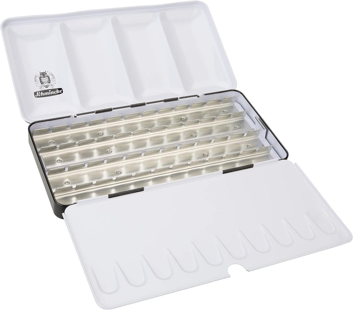 Schmincke – HORADAM AQUARELL Leerkasten, 74 948 097, schwarzer Metallkasten, mit Mischpalette zur in