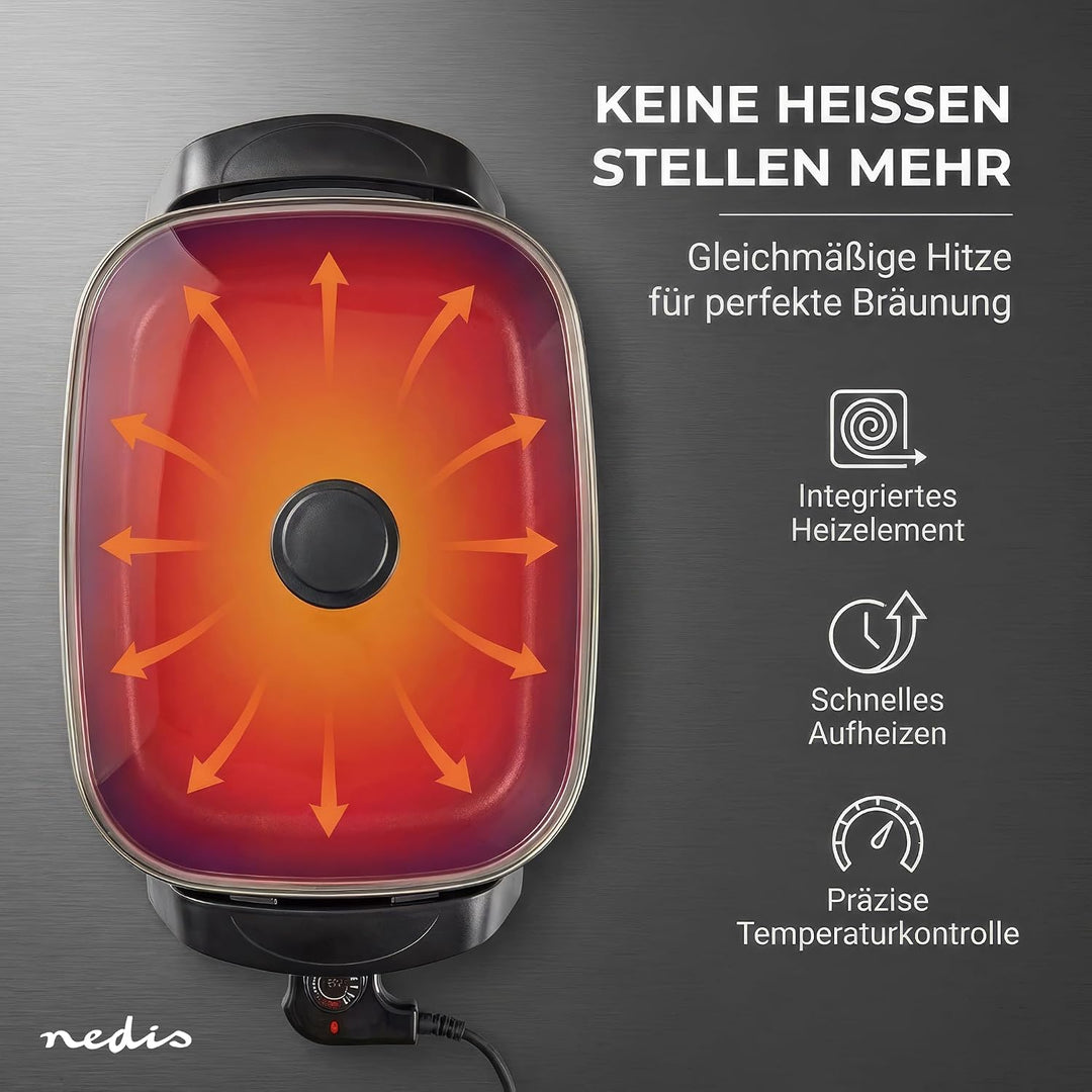 Elektrische Pfanne - 40 cm - Dickwandiges Aluminium-Gussgehäuse Single, Single
