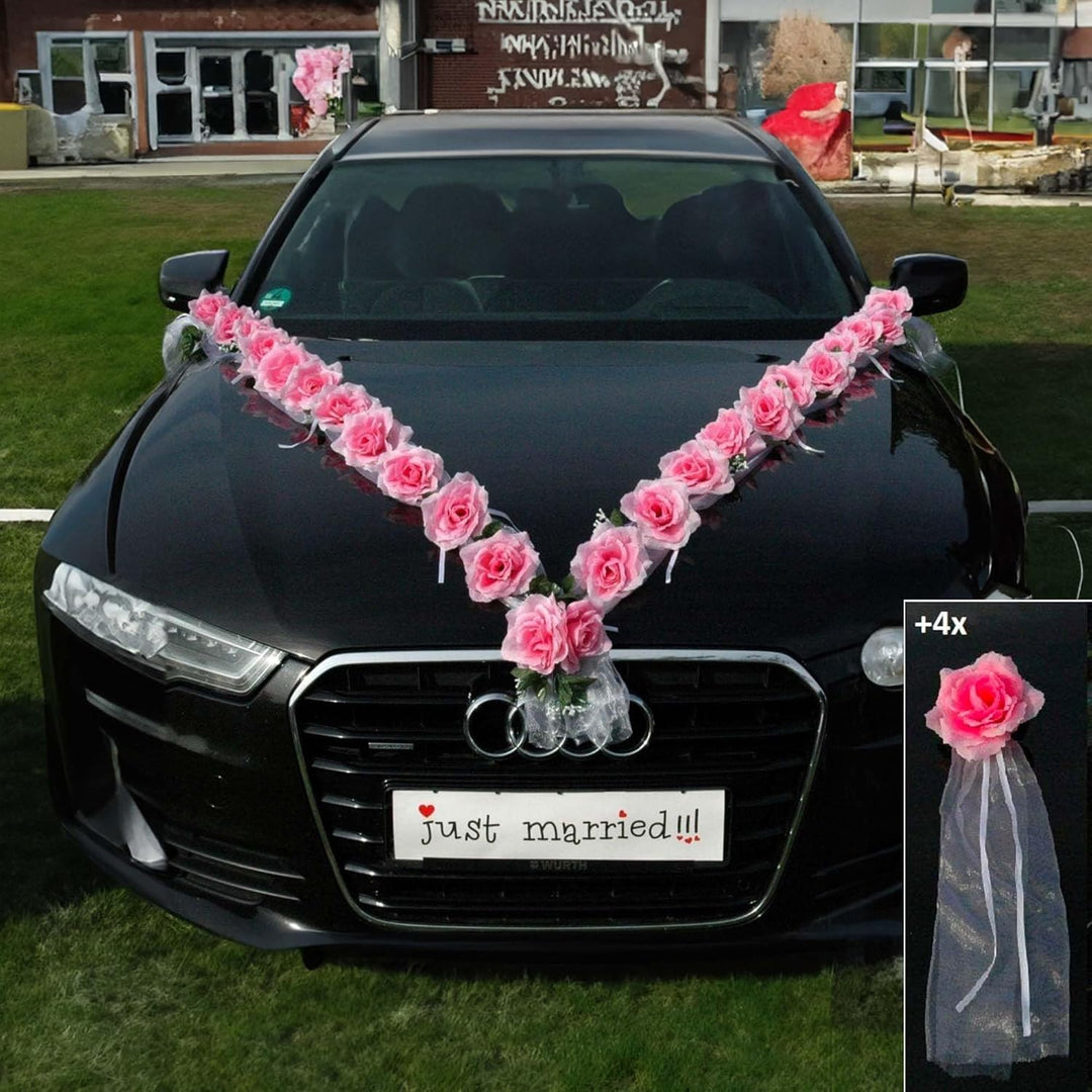 Rosen Girlande Braut Paar Rose Deko Dekoration Autoschmuck Hochzeit Car Auto Wedding ®Auto-schmuck D