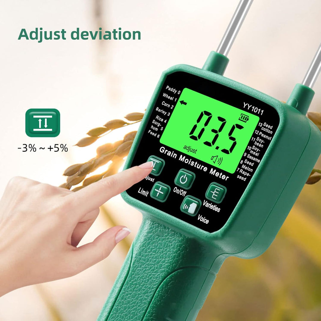 Heu-Feuchtigkeitsmesser, Klares LCD-Display, Tragbarer Heu-Feuchtigkeitstester mit Sprachübertragung