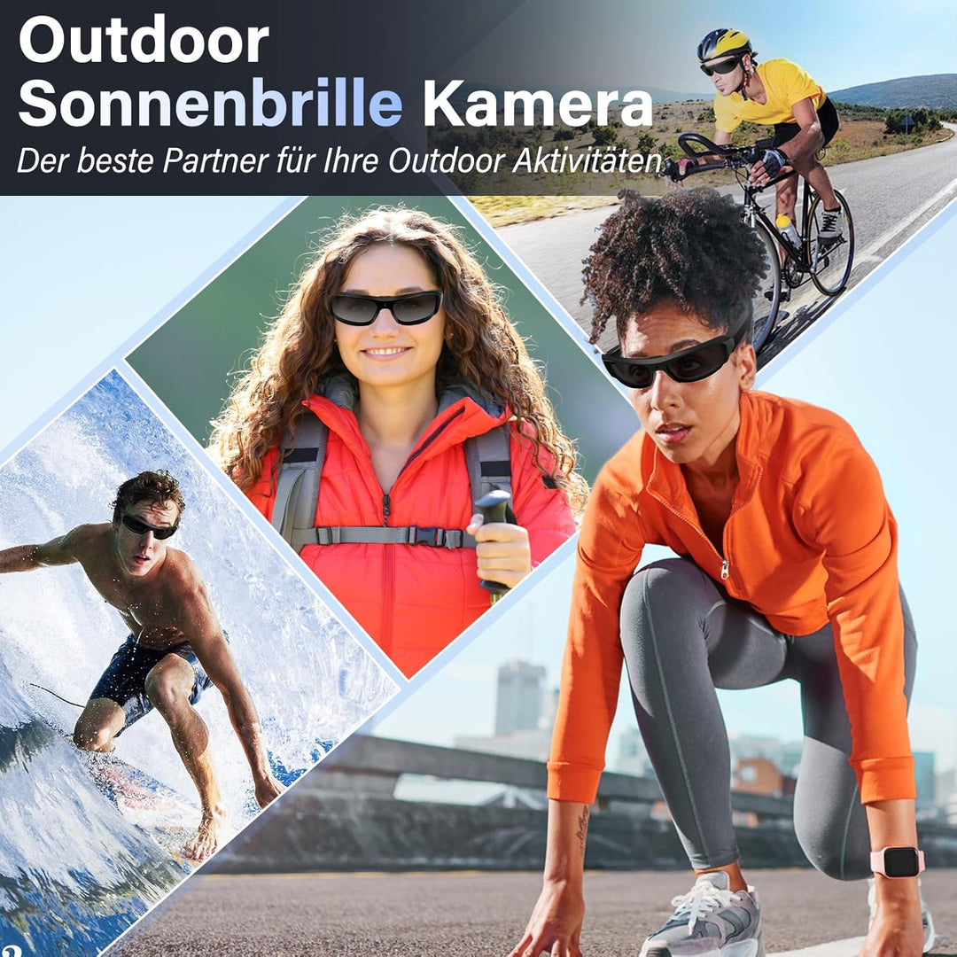 Mini Kamera, Brille mit Kamera, Action Cam 1080P Aktualisierte Tragbare Videobrille Sonnenkamerabril