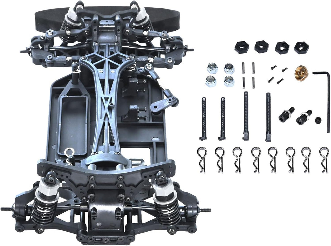 1/10 RC Auto Chassis Rahmen Bausatz 4WD On-Road, DIY Rolling Chassis Frame Kit für Erwachsene, Radst