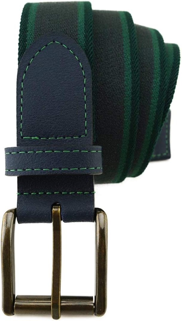 TigerTie hochwertiger Stretchgürtel mit Edelstahl Schnalle und echt Leder Applikationen - Gürtelbrei