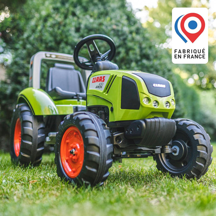 Falk - Traktor mit Pedalen Claas mit Anhänger – ab 3 Jahren Lenkrad mit Hupe – Sitz verstellbar – 10