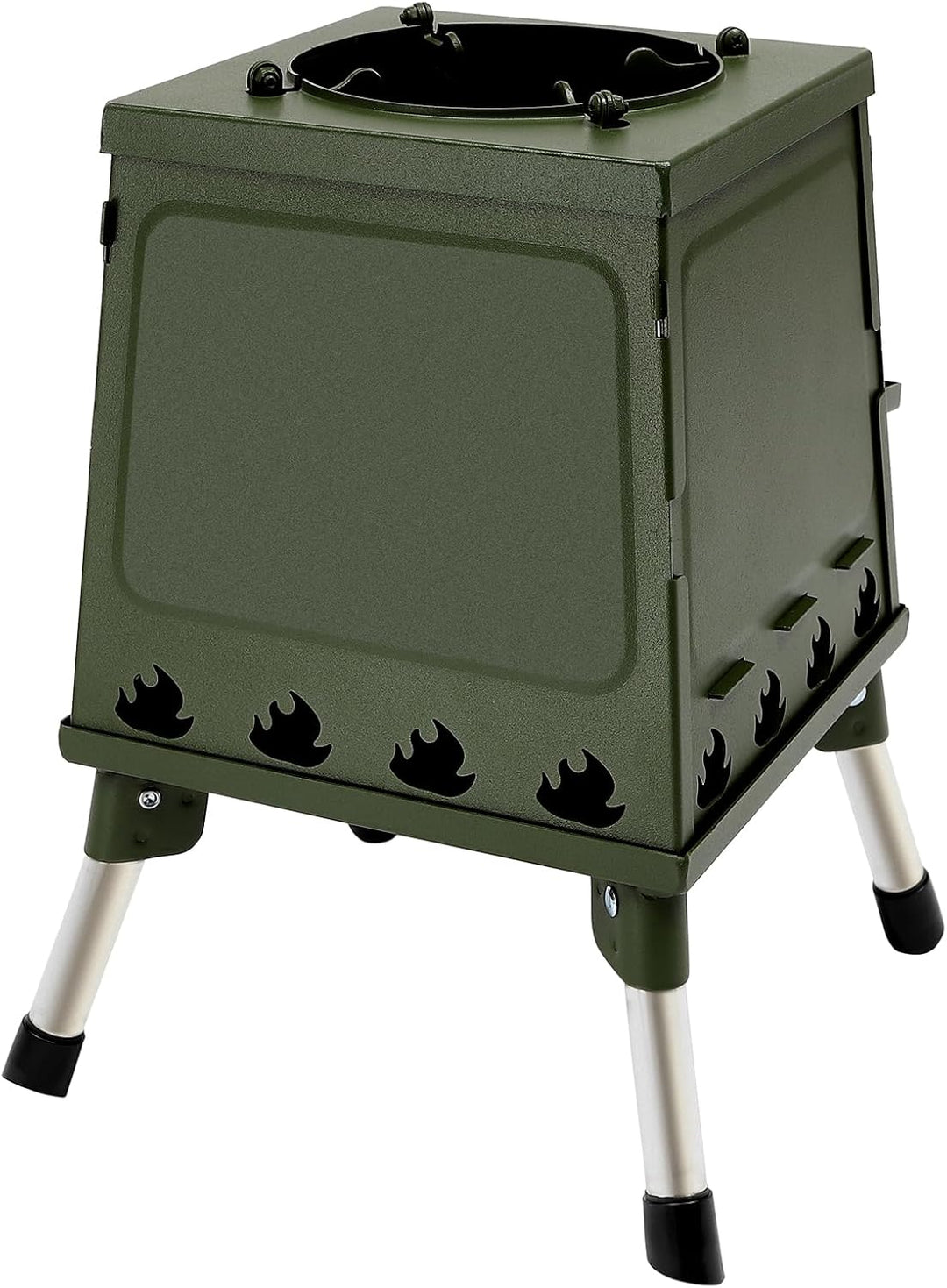 Outdoor Camping Holzofen, Zeltofen Outdoor-Küchenofen mit Verstellbarer Topfhalter, Campingzelt Koch
