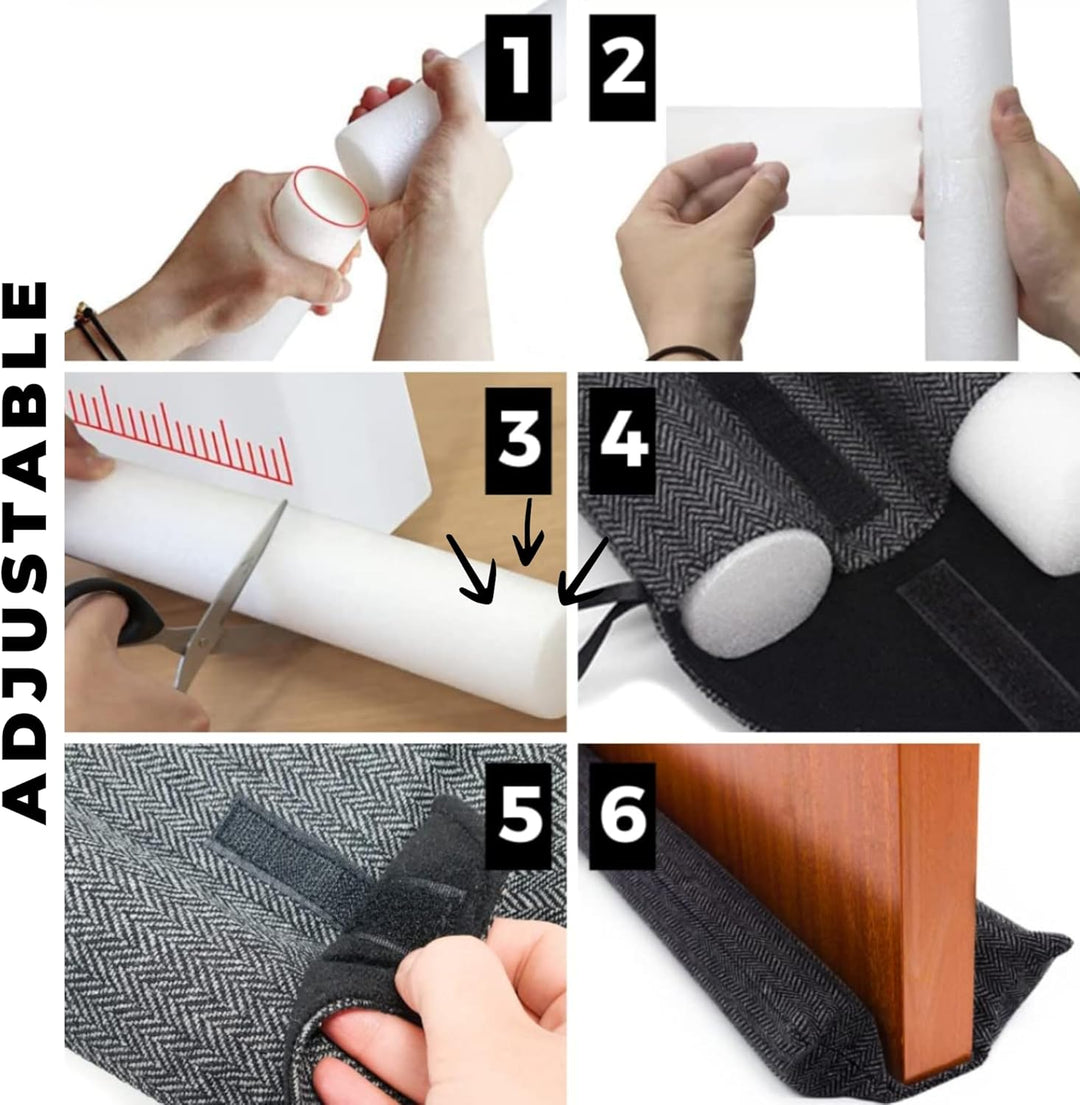 Zugluftstopper für Türen und Fenster. Wiederverwendbarer und waschbarer Doppel-Zugluftstopper, Akust