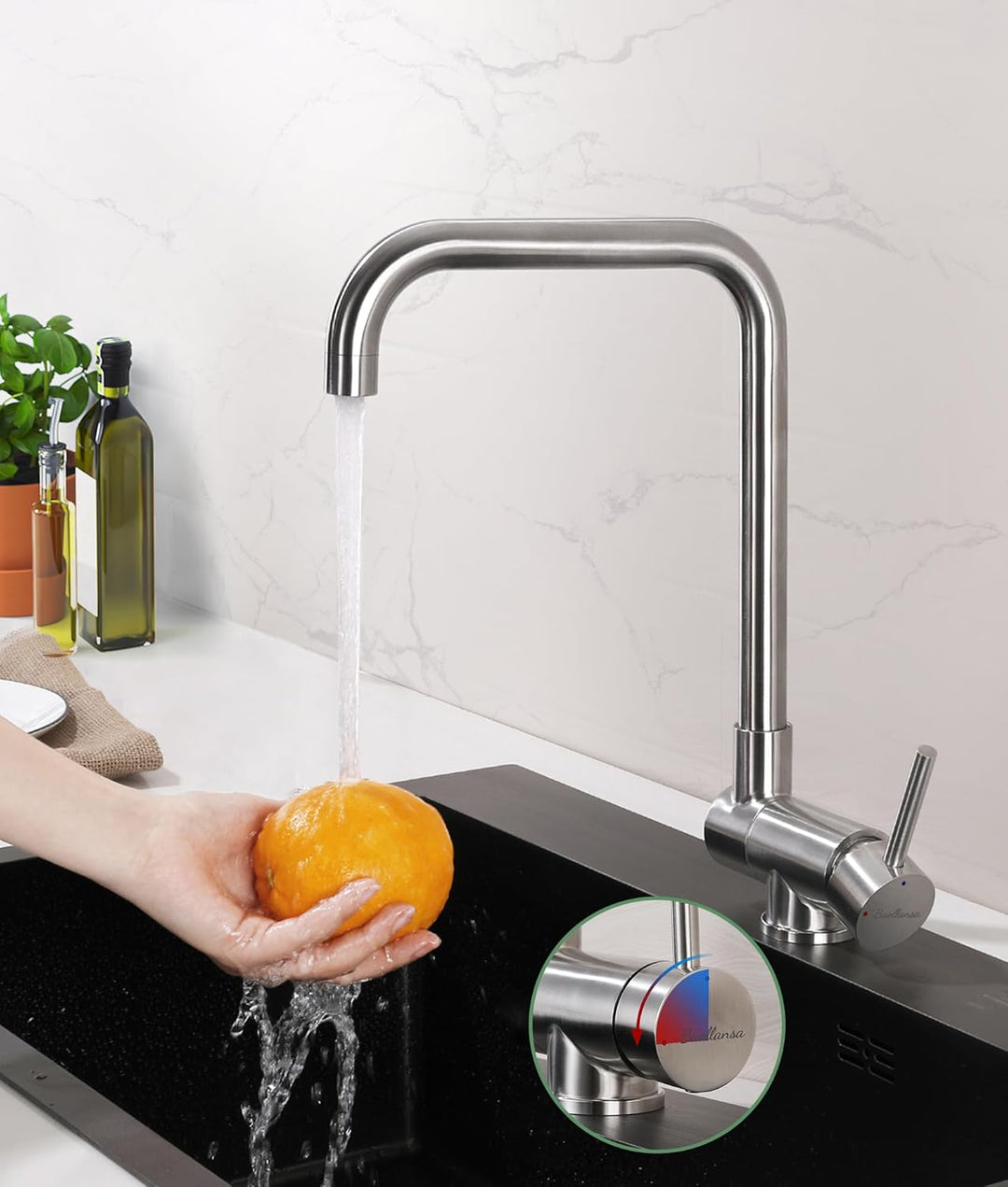 Wasserhahn Küche,vorfenster küchenarmatur klappbar，Hochdruck Kitchen Faucet 360°Drehbar Edelstahl Sp