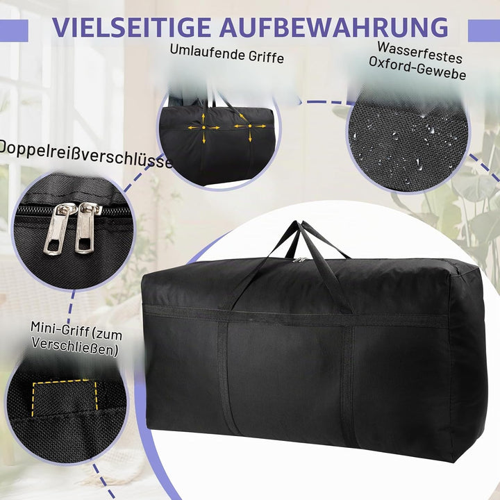 Lannvan 2 Stück 150L Aufbewahrungstasche XXL - 600D Oxford Aufbewahrungstasche für Bettdecken - Umzu