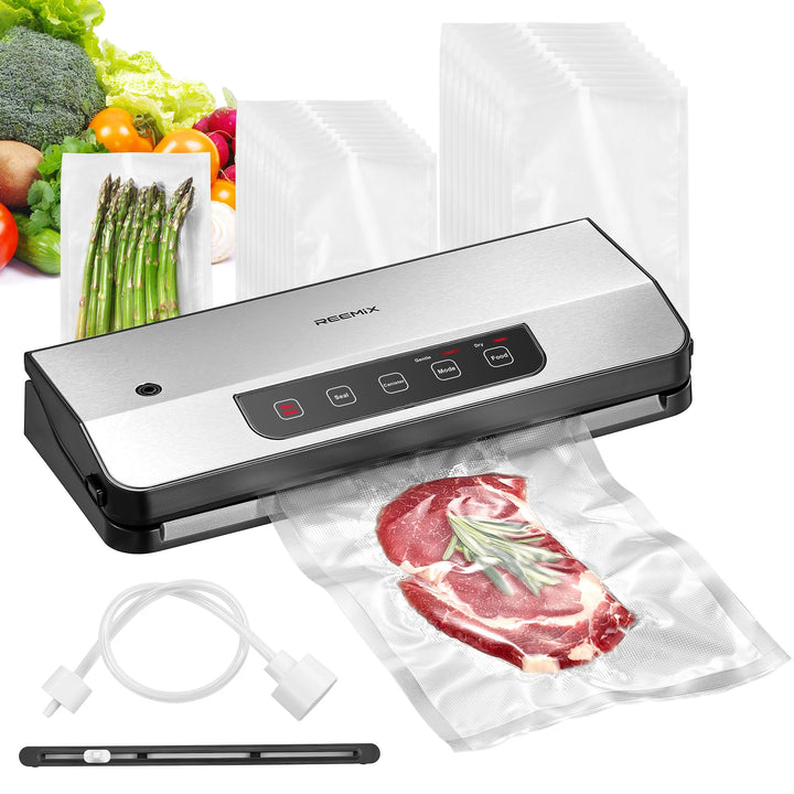 Vakuumierer, Reemix 8-in-1 Lebensmittel Vakuumiergerät mit 65 KPA Starker Saugkraft, Vakuumgerät mit