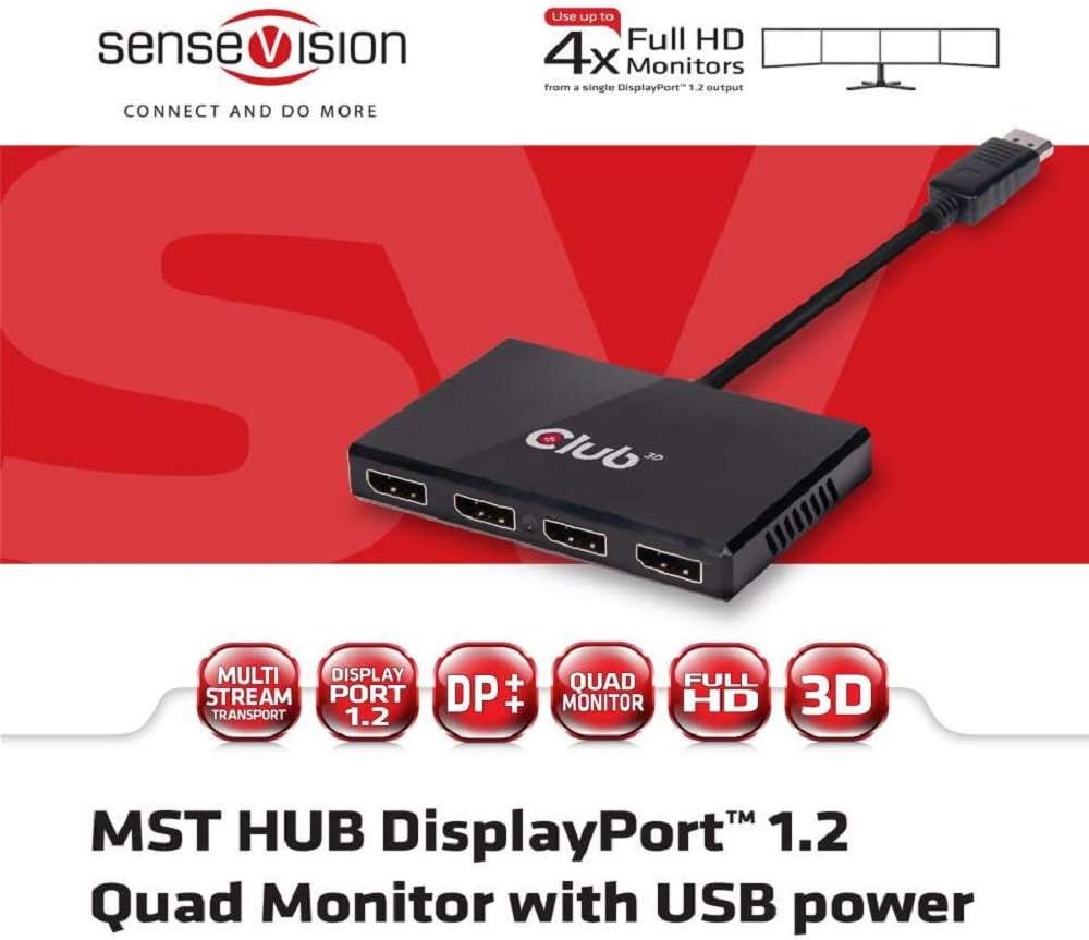 Club 3D csv-6400 Multi Stream Transport (MST) Hub DisplayPort Schwarz, Multi Stream Transport (MST)