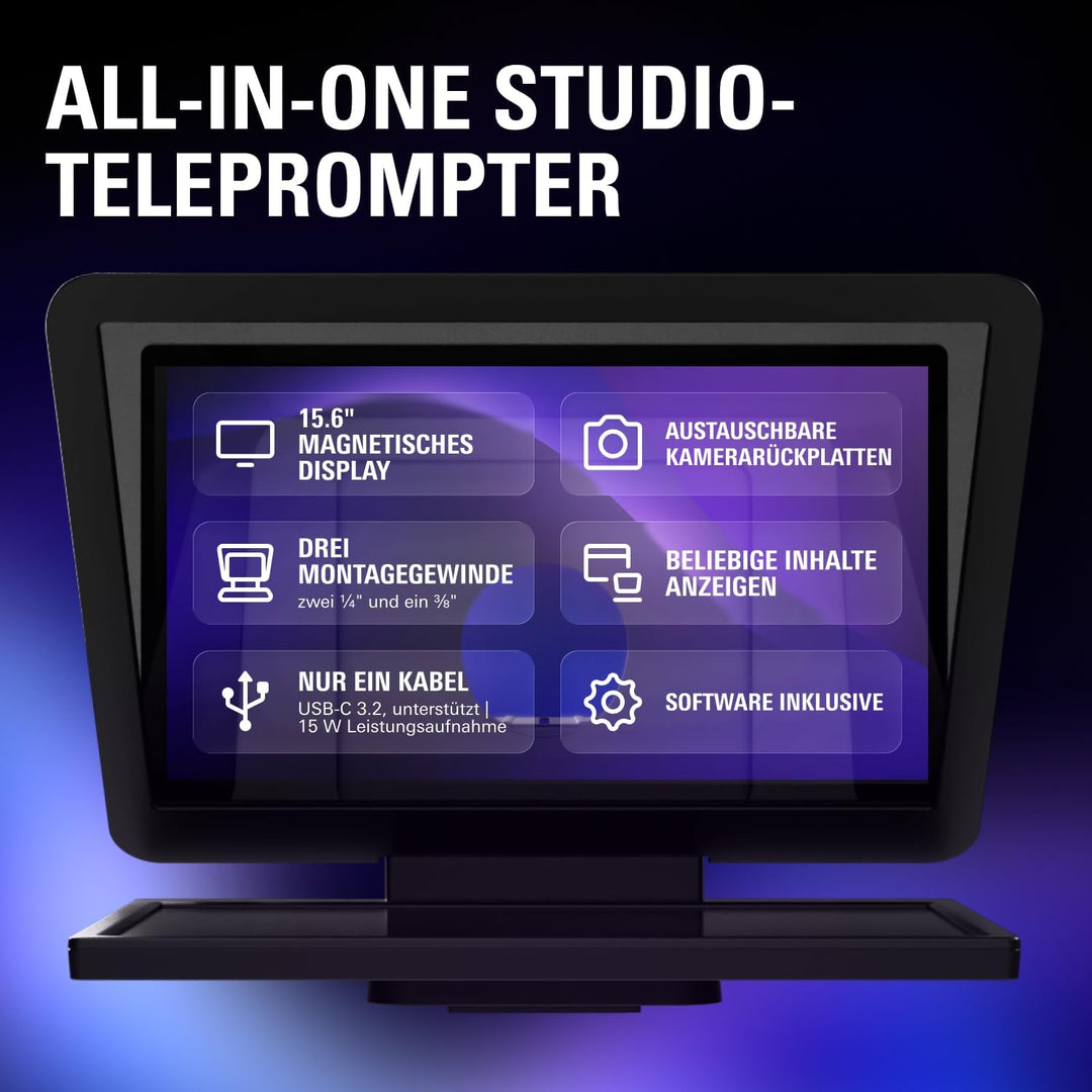 Elgato Prompter XL – Teleprompter in voller Grösse mit abnehmbarem Display, Monitor für Videokonfere