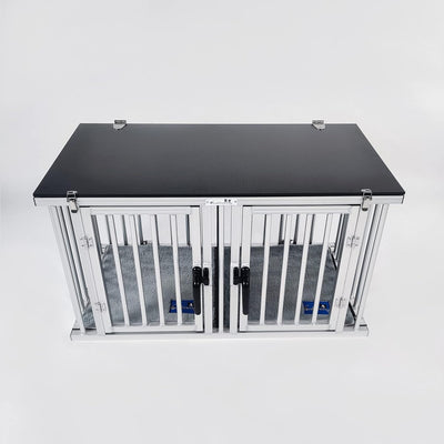 Callieway Faltbare/Klappbare ALU DOGBOX/Hundebox/Transportkäfig klappbar (Twinbox S), Twinbox S