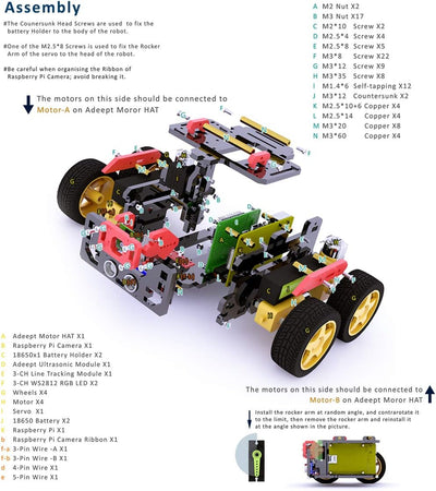Adeept AWR 4WD WiFi Smart Robot Car Kit for Raspberry Pi 4/3 Model B+/B/2B, DIY Robot Kit for Kids a