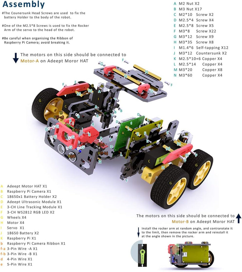 Adeept AWR 4WD WiFi Smart Robot Car Kit for Raspberry Pi 4/3 Model B+/B/2B, DIY Robot Kit for Kids a