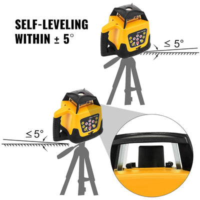 FORAVER Rot Professional Rotationslaser max. Arbeitsbereich 500 m, 360 Rotary Laser Level Wasser- un