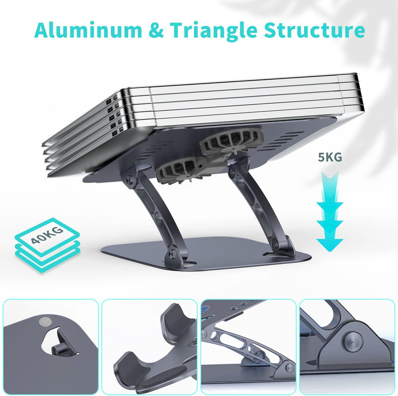 Laptop Ständer Höhenverstellbar mit RGB Lüfter, Faltbarer Laptop Stand aus Aluminiumlegierung, Belüf