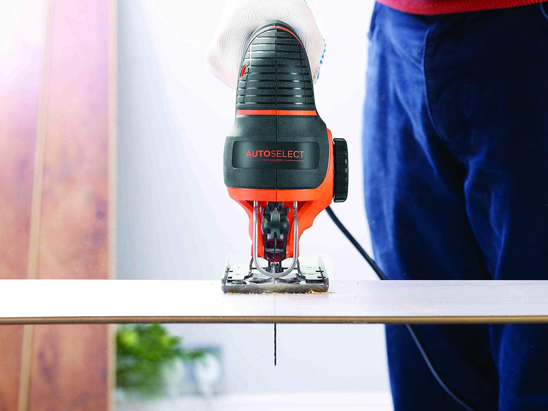 Black & Decker Autoselect Stichsäge mit Klinge, orange, KS801SE 550 wattsW, 18 voltsV Metallsäge, Me