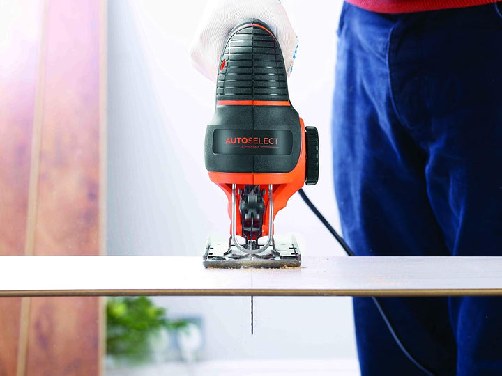 Black & Decker Autoselect Stichsäge mit Klinge, orange, KS801SE 550 wattsW, 18 voltsV Metallsäge, Me