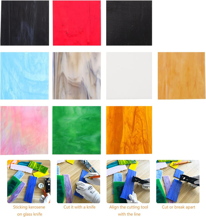 EXCEART Glasmalerei Blätter Kathedrale Glas Mosaik Fliesen Glas Packs Mosaik Kunst Glas für Handwerk