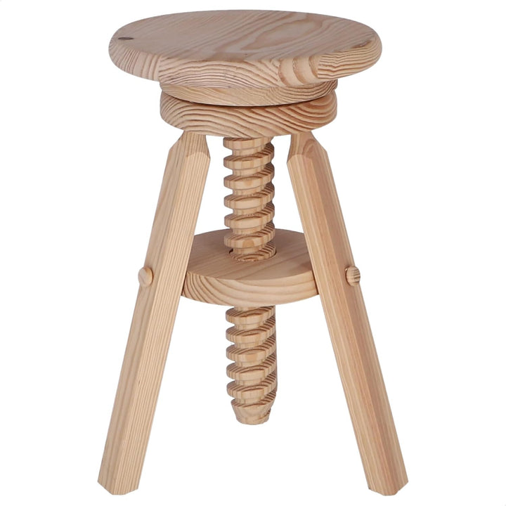 WELL HOME MOBILIARIO & DECORACIÓN Runder Drehhocker aus Holz, lackfrei, 29 x 29 x 64 cm
