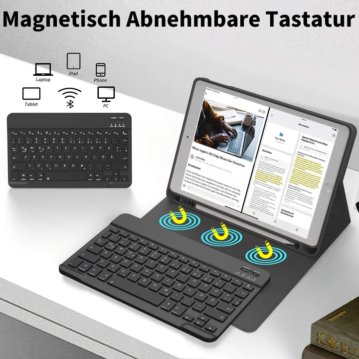 aoub Hülle mit Tastatur für iPad 9. Generation/iPad 8. Generation/iPad 7. Generation, Hülle mit Tast
