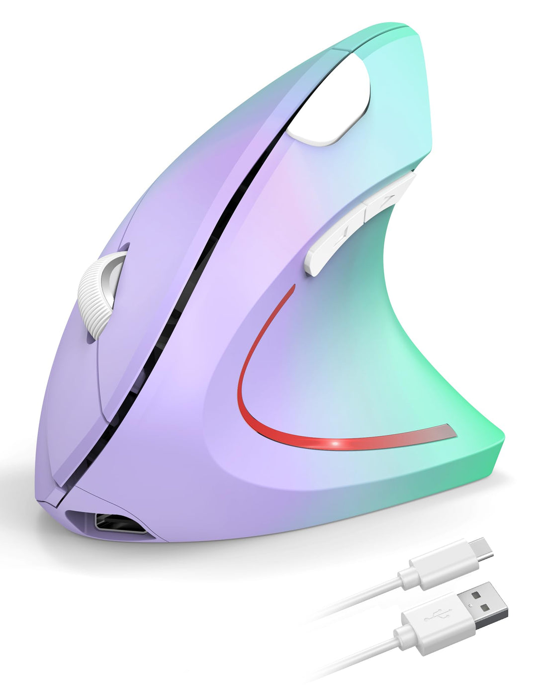 TECKNET Wiederaufladbar Ergonomische Maus Kabellos, 2.4G Optische Vertikale Maus Ergonomisch, 5 Eins