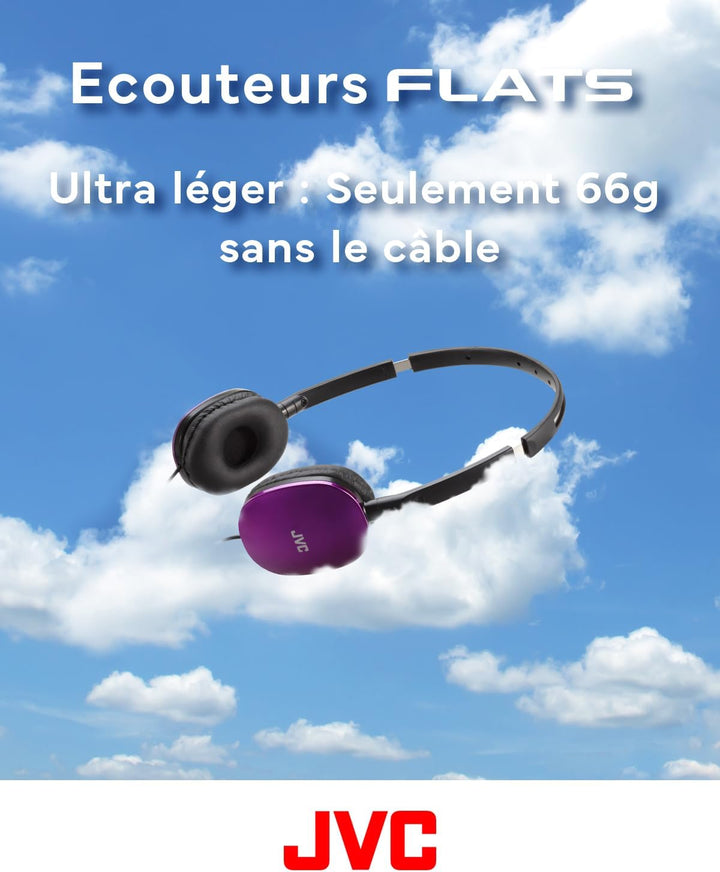 JVC HA-S160M-V - Flats Faltbarer und kompakter Kopfhörer in Glossy Trendfarbe, mit Schalter für Mikr