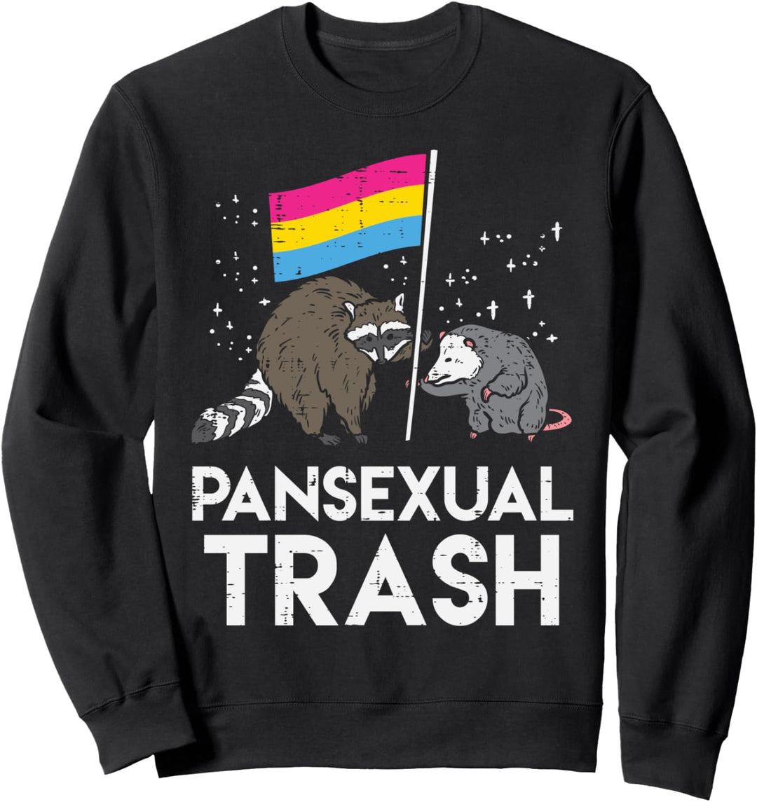 Pansexual Trash Raccoon Opossum Funny LGBTQ Pan Pride Sweatshirt