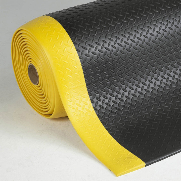 Floordirekt Anti Ermüdungsmatte, Stehmatte 120 x 50 cm Schwarz-Gelb Robuste Arbeitsplatzmatte für St