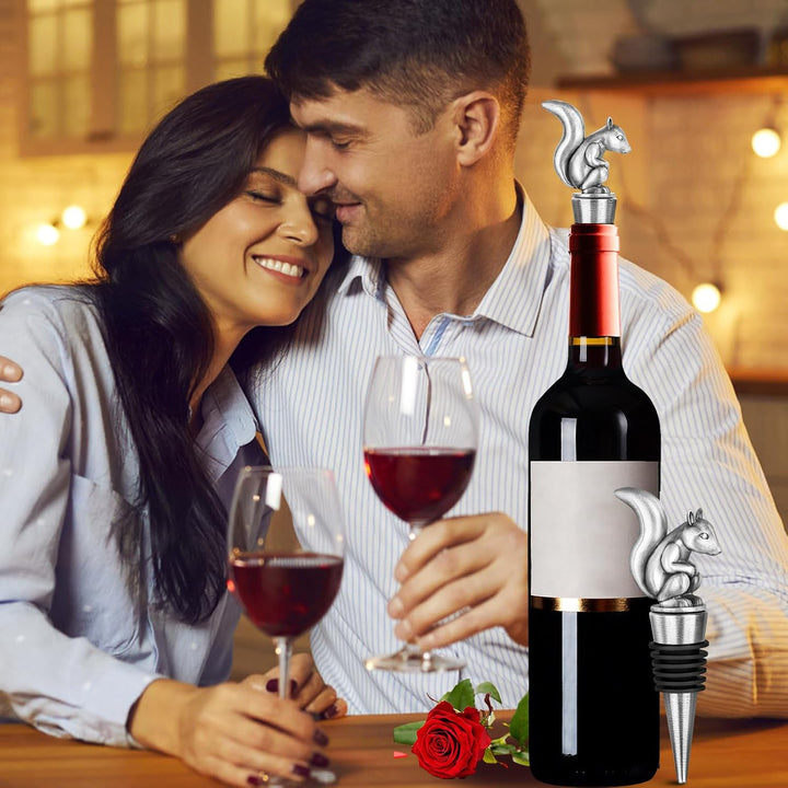 LKKCHER Eichhörnchen Weinverschluss, Weingeschenke für Männer Frauen, Flaschenverschlüsse für Wein C