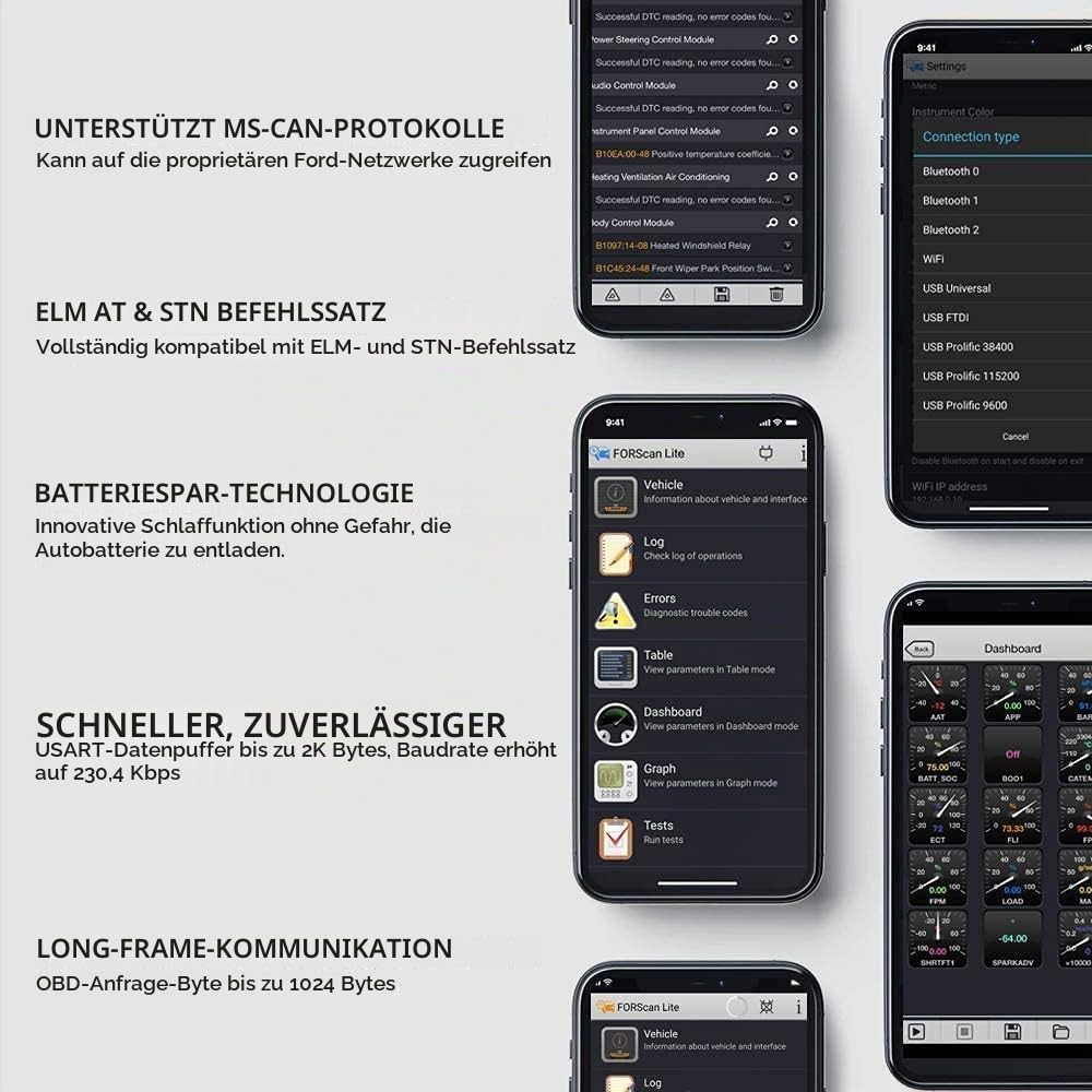 Vgate OBDII Bluetooth, vLinker FD OBD2 diagnosegerät OBD Adapter für Android und Windows (Bluetooth