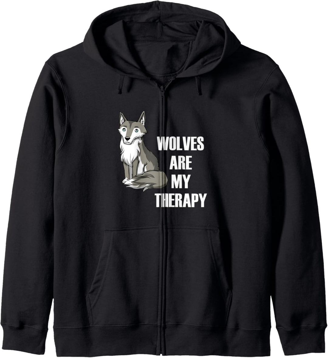 Wölfe als Therapie Ironischer Spruch Wildtiere Kapuzenjacke