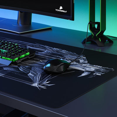 Titanwolf - Übergrösse Mauspad Gaming Titanwolf 1200x600mm XXXL Mousepad gross mit Motiv Tischunterl