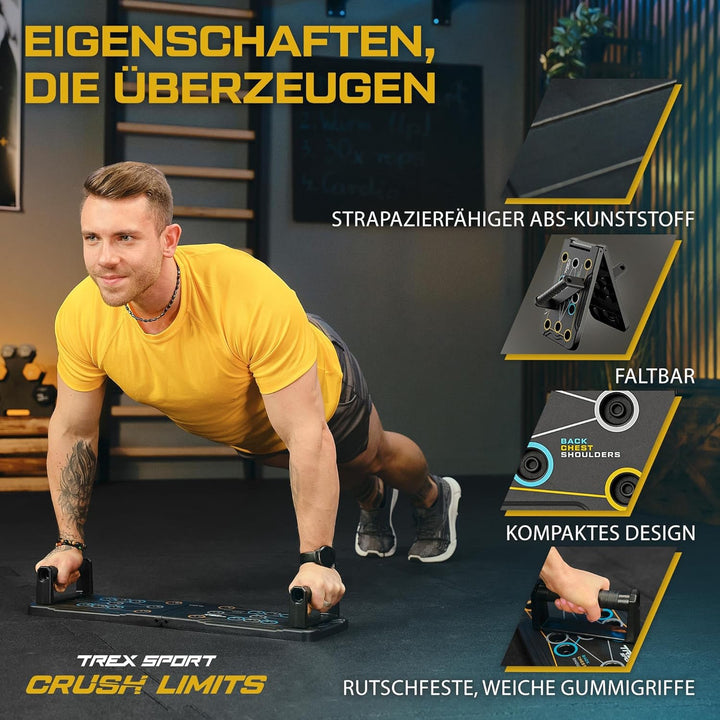 TREX SPORT Push Up Board Faltbares Liegestützbrett TX-010PUB | Multifunktionales Trainingsgerät für