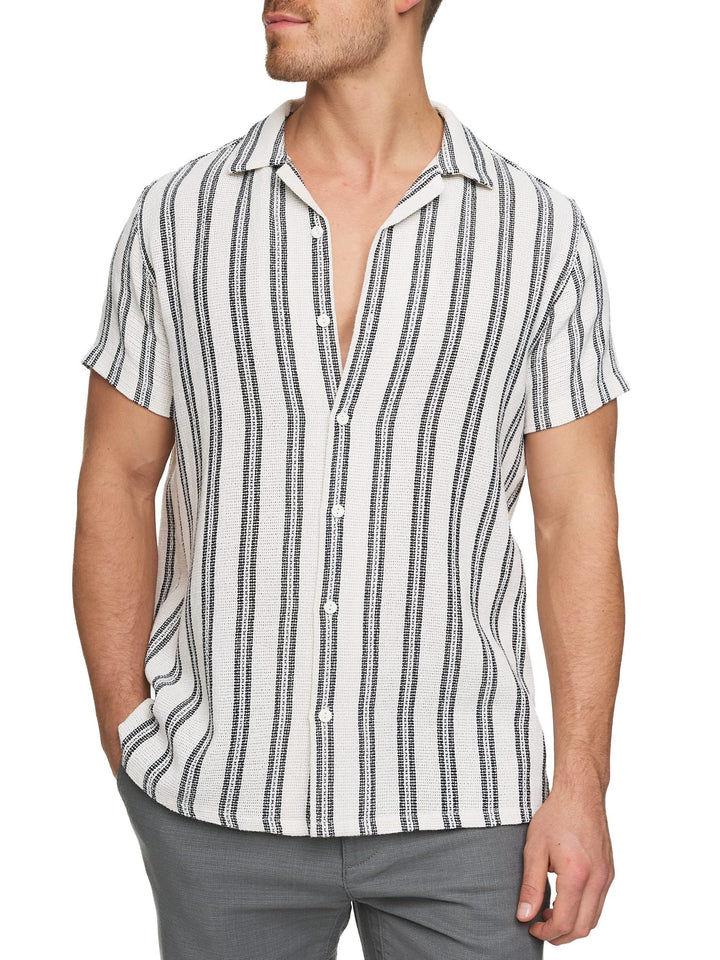 Indicode Herren INCosby Kurzarmhemd mit Button-Down-Kragen | Herrenhemd gestreift Kurzarm Hemd L Dk