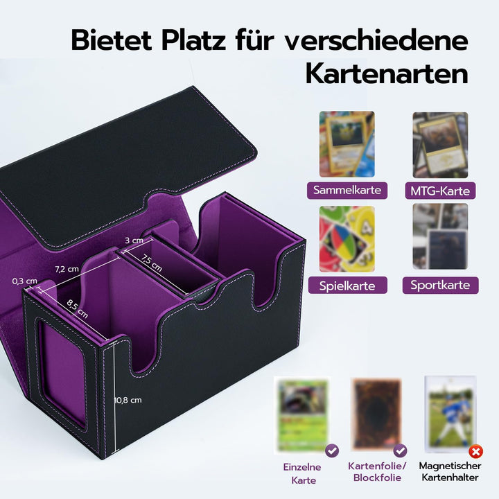 Doppelschicht Card Deck Box für MTG, 2 Commander Displays, passt für 200 Doppelt Eingehüllte Kartens