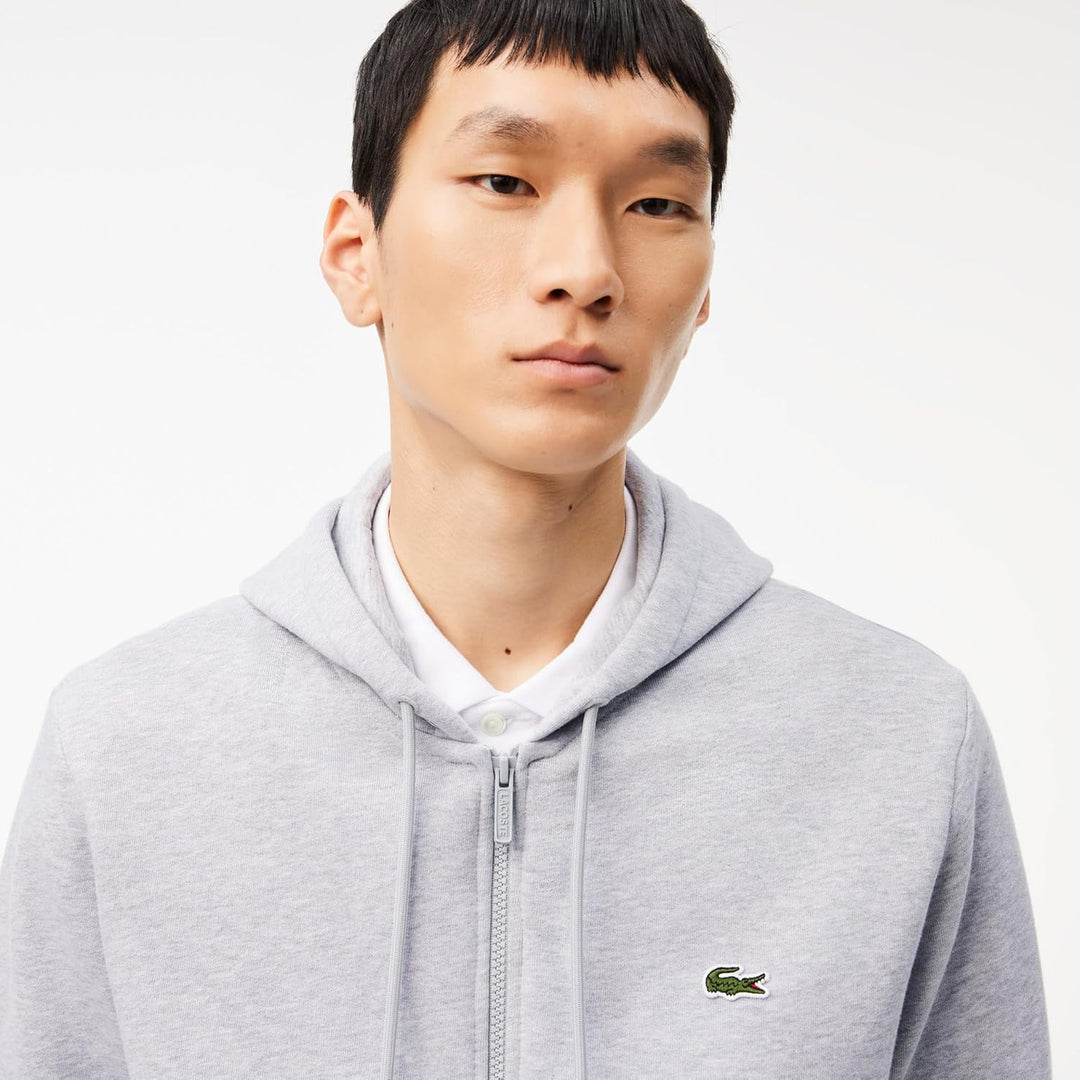 Lacoste Herren Sweatjacke SH9626, Männer Sweatshirt Reissverschluss,Regular Fit, Chinesisches Silber