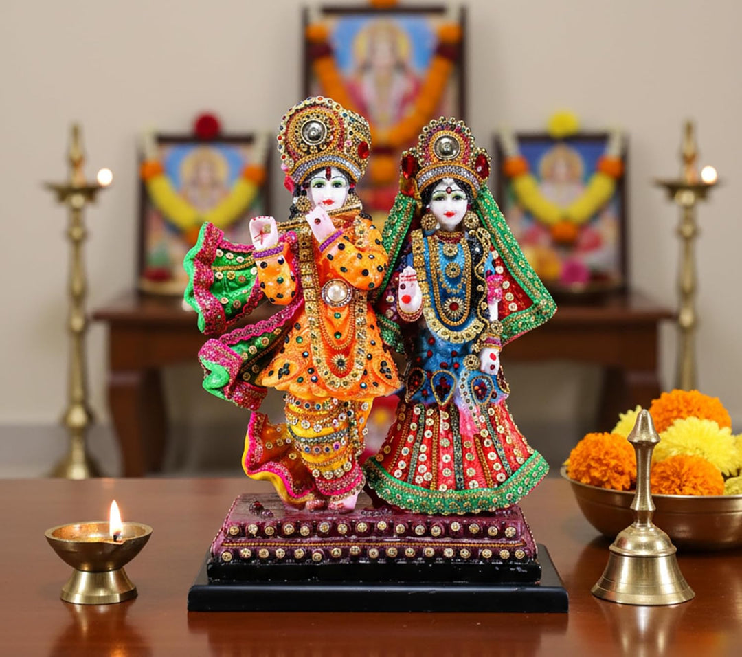 eSplanade Resin Radha Krishna on Chair Murti Idol Statue Sculpture (Radha Krishna Standing), Radha K