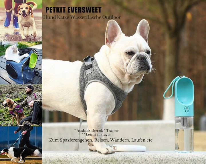 PETKIT P008 EVERSWEET Hundetrinkflasche für unterwegs, Leckdichte Outdoor Trinkflasche - 400ml Blau,